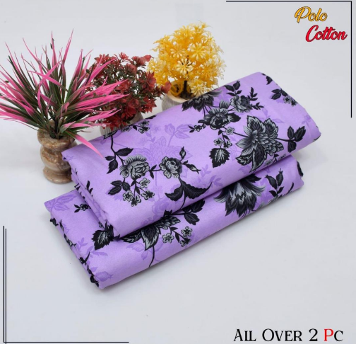 Cotton Printed Shirt with Printed Trouser 2 Pcs Purple
