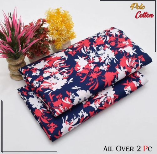 Cotton Printed Shirt with Printed Trouser 2 Pcs Blue