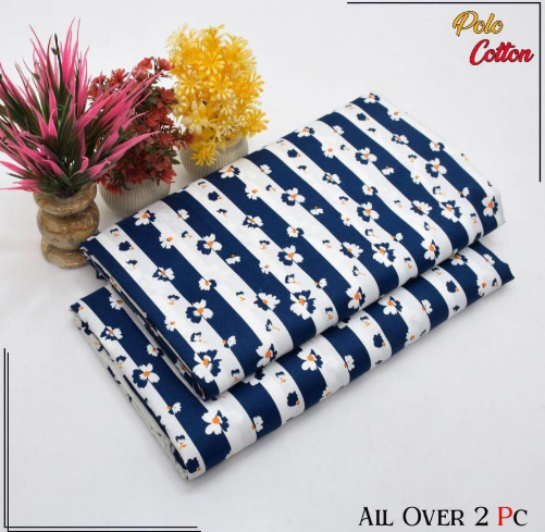 Cotton Printed Shirt with Printed Trouser 2 Pcs Blue