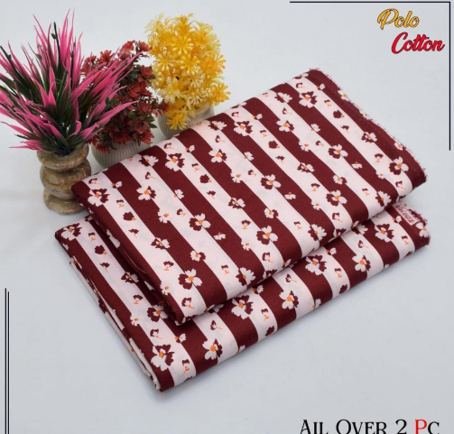 Cotton Printed Shirt with Printed Trouser 2 Pcs Red