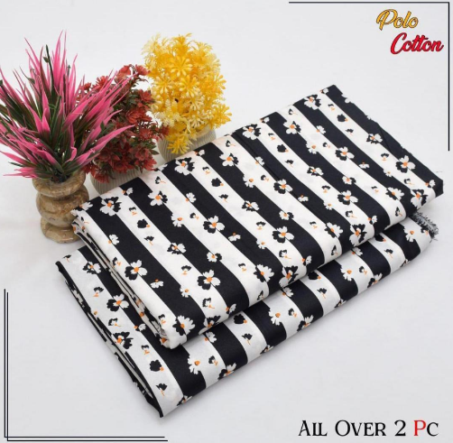 Cotton Printed Shirt with Printed Trouser 2 Pcs Black