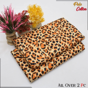 Polo Cotton Printed Shirt with Printed Trouser 2 Pcs Peach