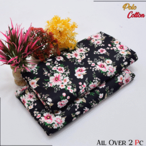 Polo Cotton Printed Shirt with Printed Trouser 2 Pcs Black