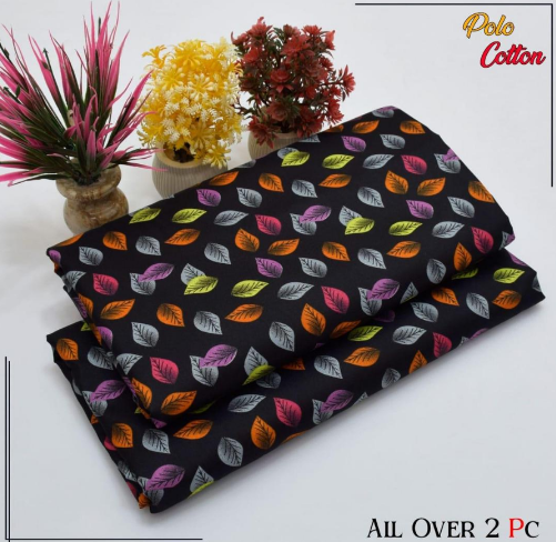 Polo Cotton Printed Shirt with Printed Trouser 2 Pcs Black