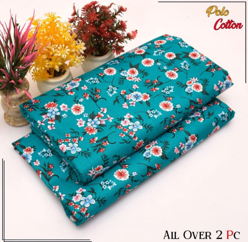 Polo Cotton Printed Shirt with Printed Trouser – 2 Pcs, Blue
