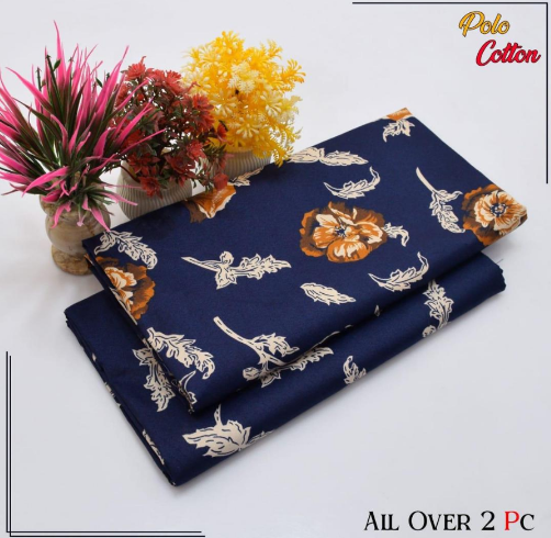 Polo Cotton Printed Shirt with Printed Trouser – 2 Pcs, Blue