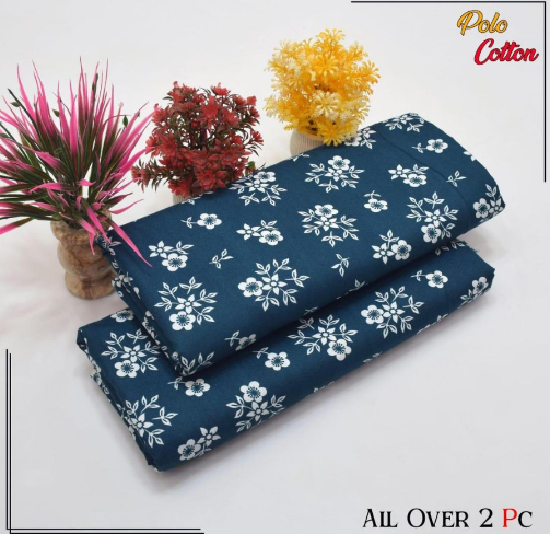 Polo Cotton Printed Shirt with Printed Trouser – 2 Pcs, Blue